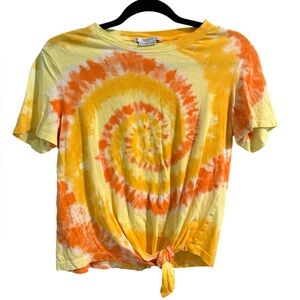Mango Orange & Yellow Tie Dye Tie Front- Small